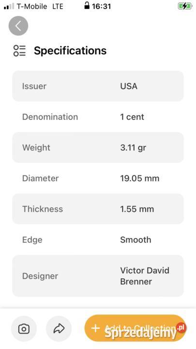 1 cent amerykanski produkcji 1955 Numizmatyka Szczecin sprzedam