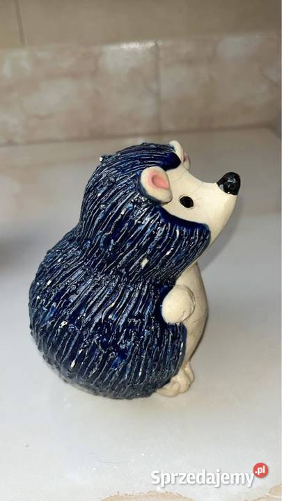 Figurka Jeża Kobaltowy Ceramiczny Bez sygnatury Gdańsk