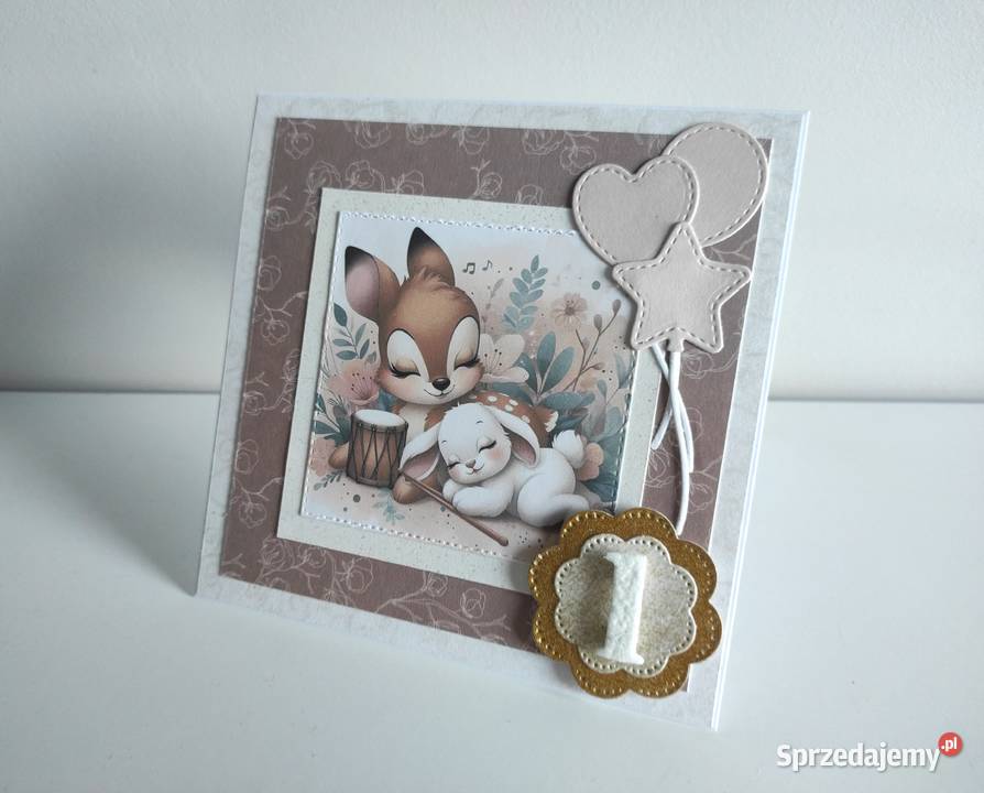 Kartka ręcznie robiona na urodziny roczek z Łódź