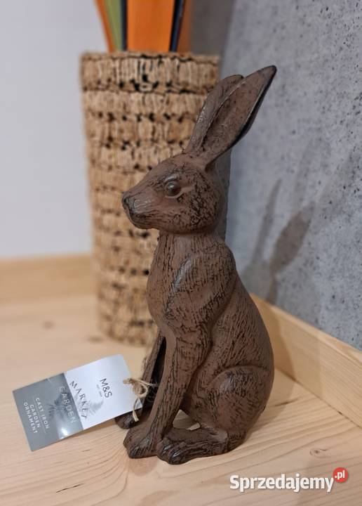 Żeliwna figurka Zając MS Garden Solidna Ozdoba brązowy dolnośląskie Strzegom