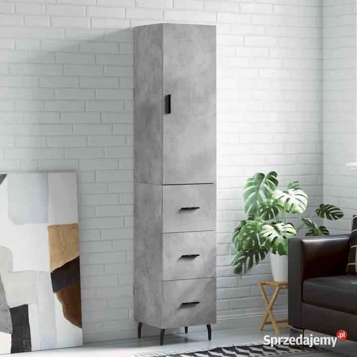 Wysoka szafka szarość betonu 345x34x180 Warszawa