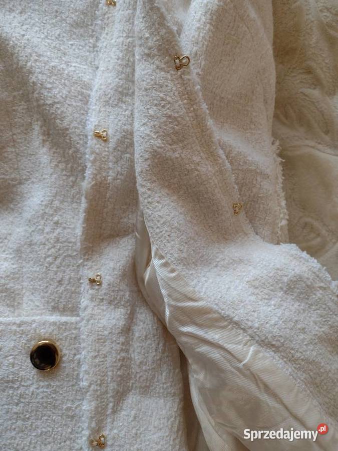 40L ZARAEkskluzywny biały płaszcz z Kurtki i płaszcze Moda i Styl Kraków