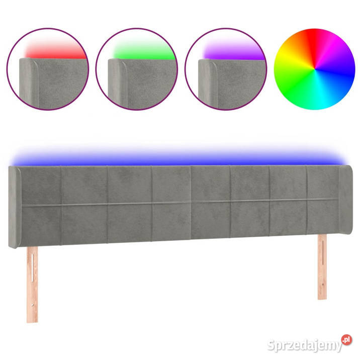 Zagłówek do łóżka z LED jasnoszary 203x16x7888 mazowieckie