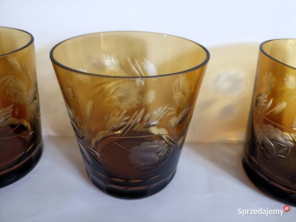 Szklanki kryształowe Hortensja PRL 6 sztuk Bełchatów