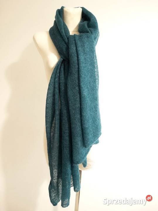 Szal Moherowy Duży Mgiełka Morski Kolor HM