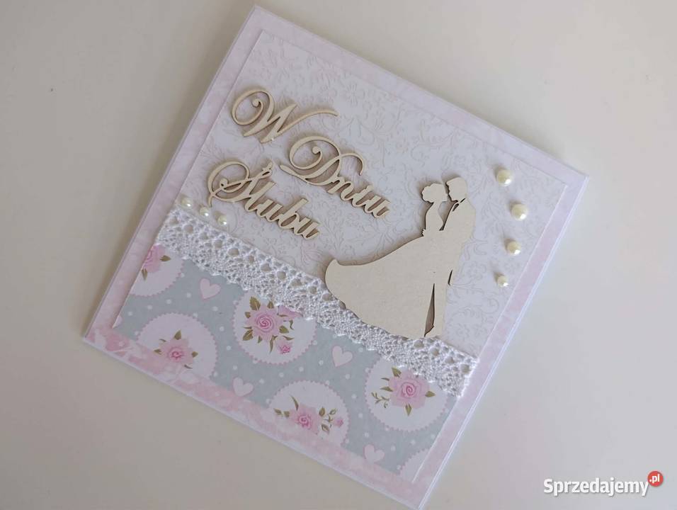 Kartka ręcznie robiona na Ślub handmade 2 Łódź