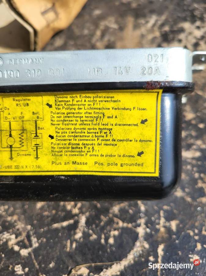 BOSCH REGULATOR 0190310001 14V 20A VW ADLER OPEL śląskie Rybnik