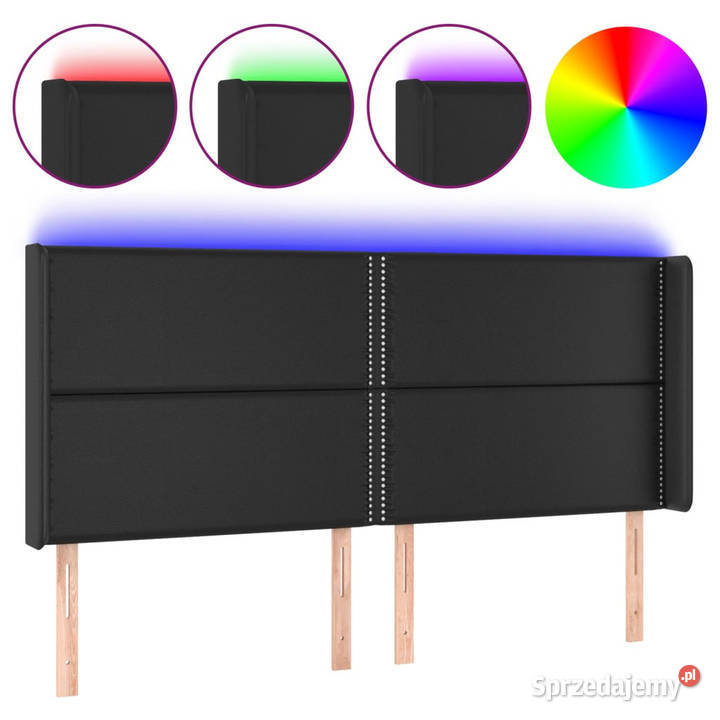 Zagłówek do łóżka z LED czarny 163x16x118128 Warszawa