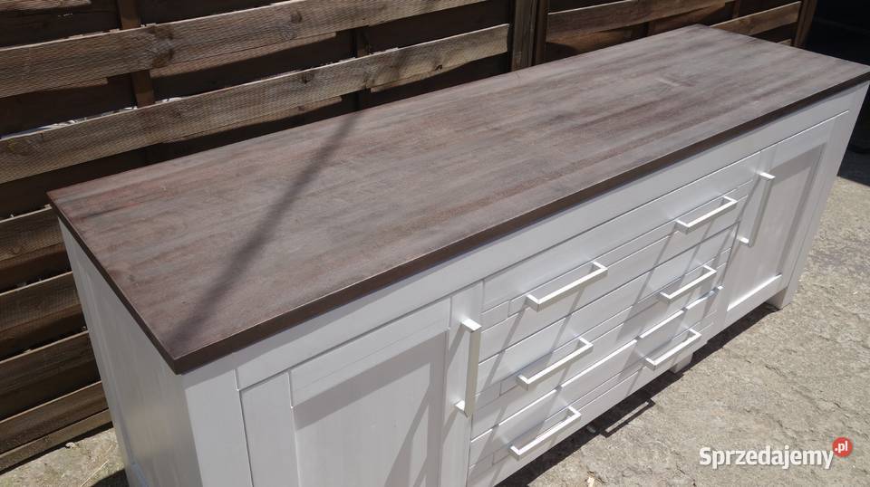 Komoda drewniana kredens biała duża szer201 Warszawa