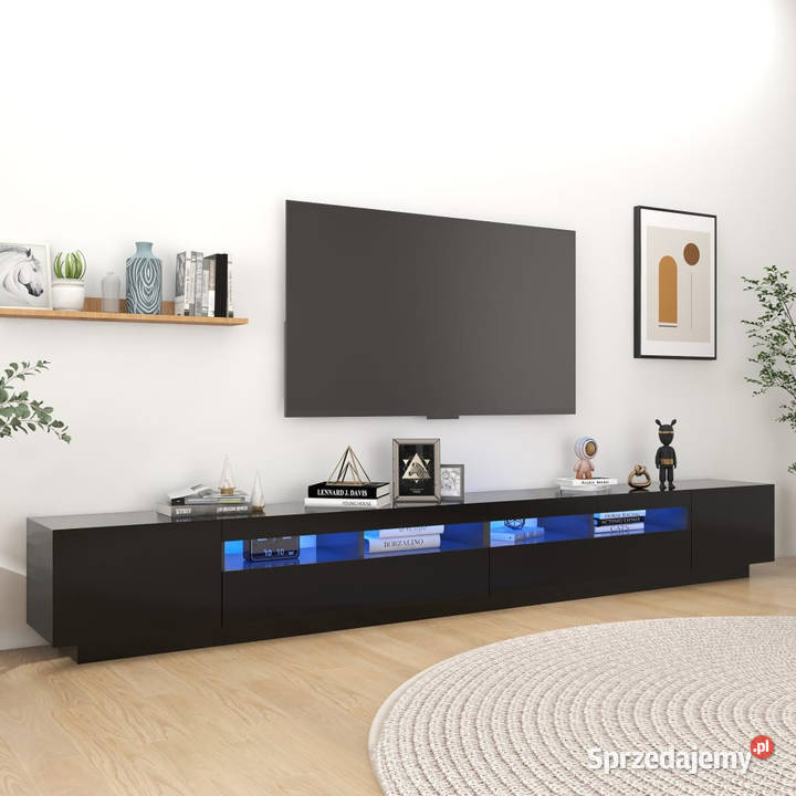 Szafka pod TV z oświetleniem LED czarna Warszawa