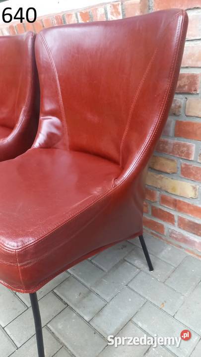 Krzesła skórzane na metalowych nogach 4 brązowo zachodniopomorskie Gawroniec