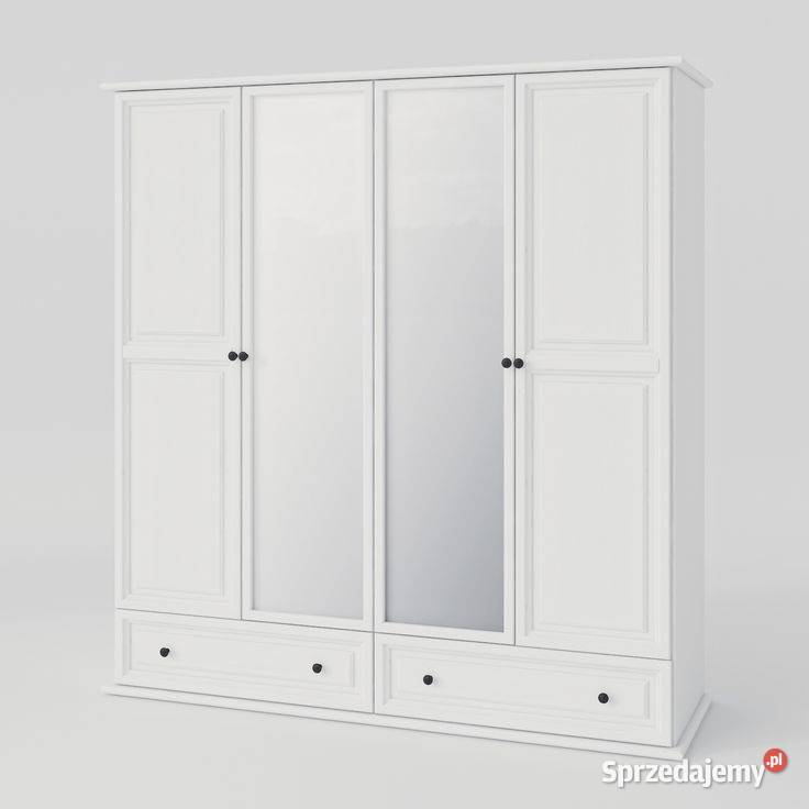 Biała szafa czterodrzwiowa Parma z lustrem i Kraków