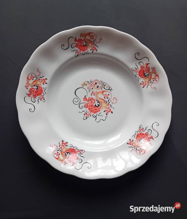 Duży głęboki talerz patera ze smokiem Karolina Koźminek