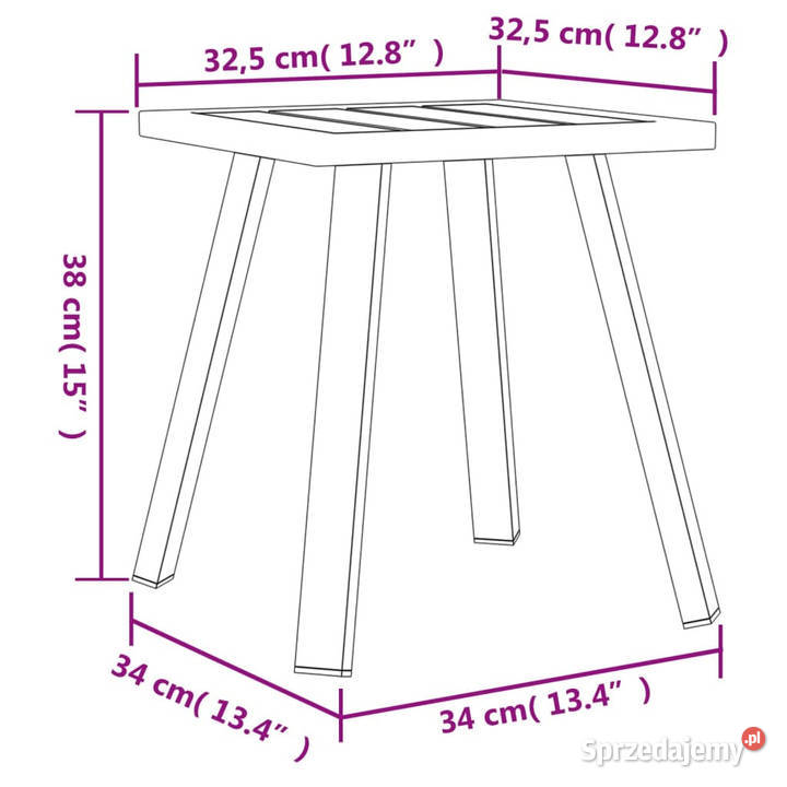 Stolik ogrodowy antracytowy 34x34x38 stal