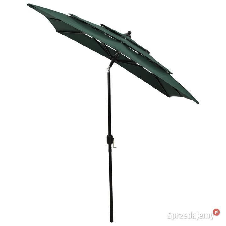 3poziomowy parasol na aluminiowym słupku zielony