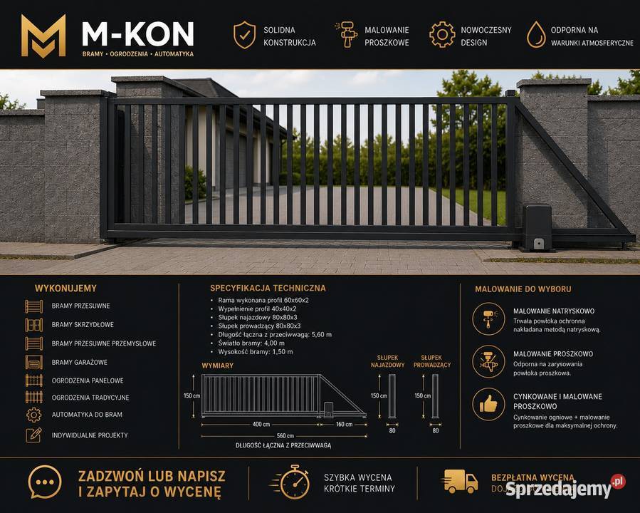 Brama przesuwna 4m palisada pionowa Mińsk Mazowiecki