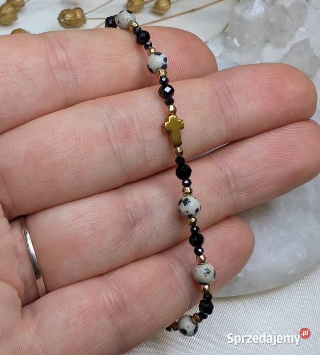 Bransoletka różaniec kamienie czarny turmalin Elbląg