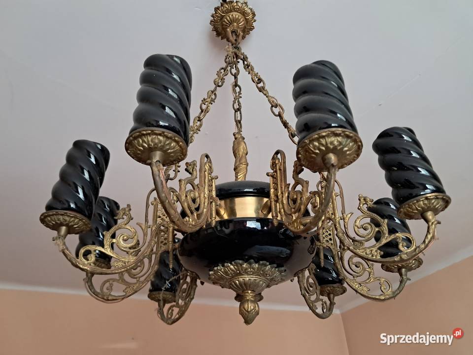 Żyrandol mosięzny z czasów PRL Dąbrowa Górnicza