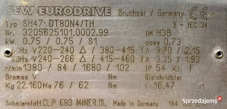 motoreduktor przekładnia 075kW 84obr 3fazowy SEW Pigża