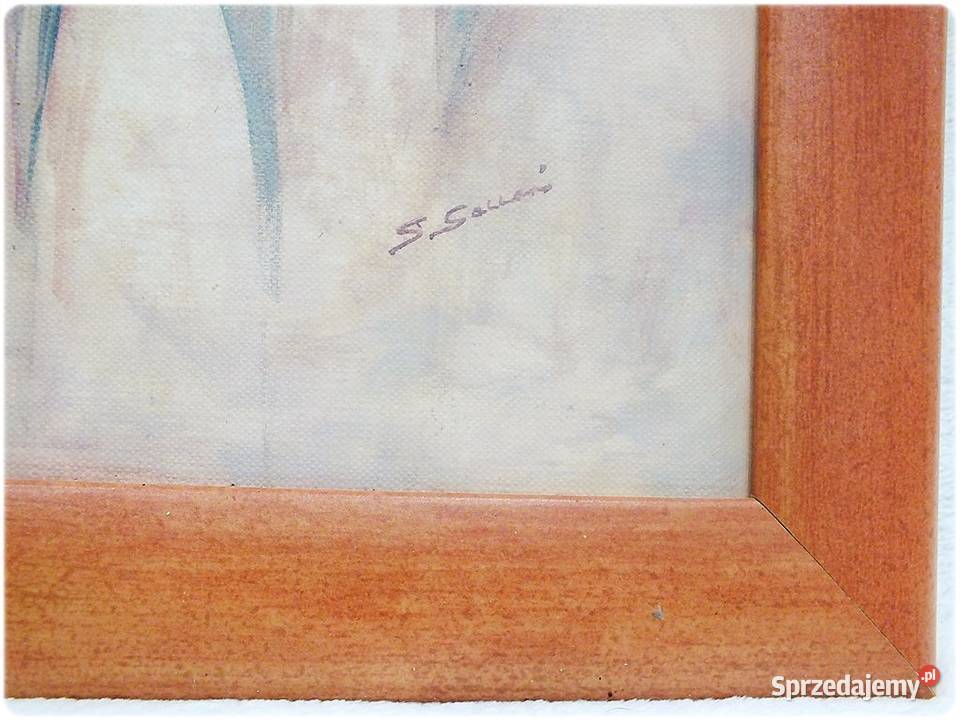 Stary obraz na płótnie Cztery tulipany Sylwester Żary