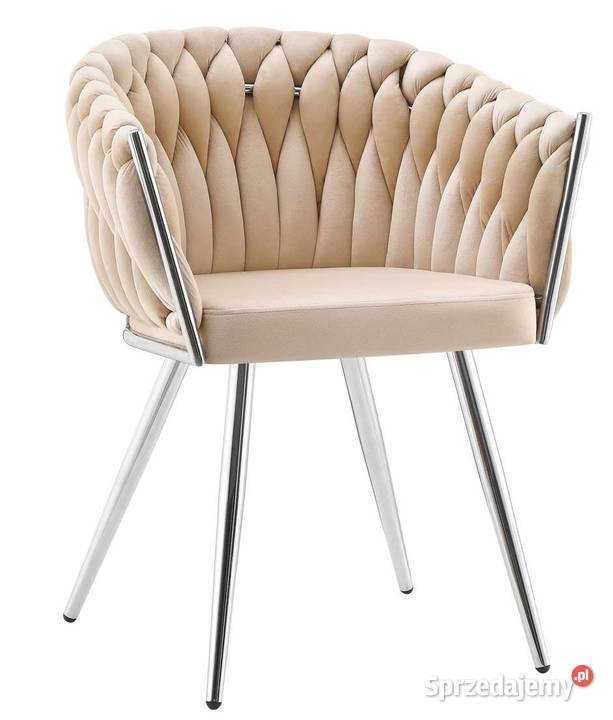 Beżowe Krzesło Tapicerowane Rosa Chrom Wysyłka Tarchały Małe