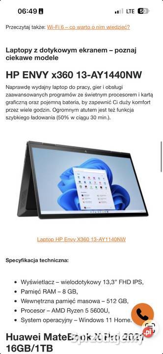laptop dotykowy hp nowy Banino