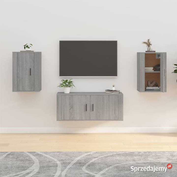 Wiszące szafki TV 2 szary dąb sonoma 40x345x60
