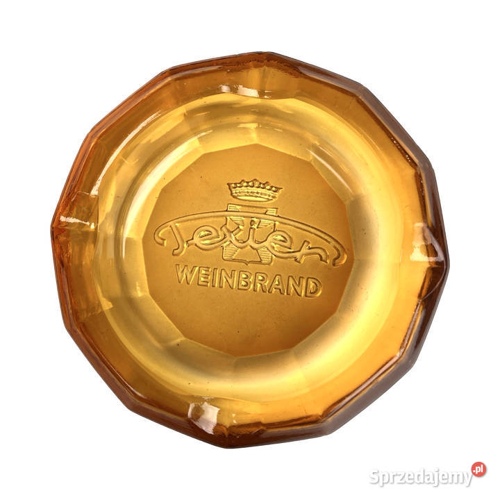 Popielniczka szklana reklamowa Texier Weinbrand Warszawa