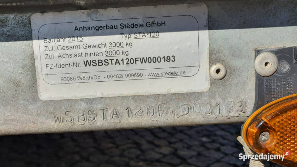 towarowe inny STEDELE STA 120 3000 DMC Przyczepa Głogówek sprzedam