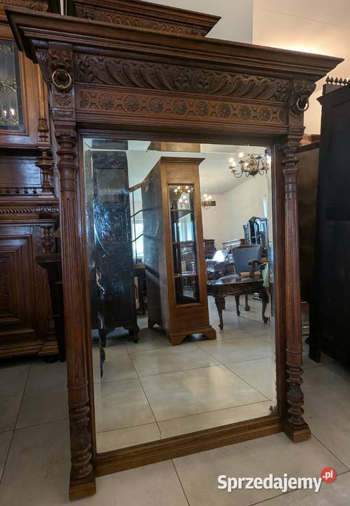 Piękne dębowe lustro neorenesansowesklep Dąbrowa Dąbrowa Górnicza