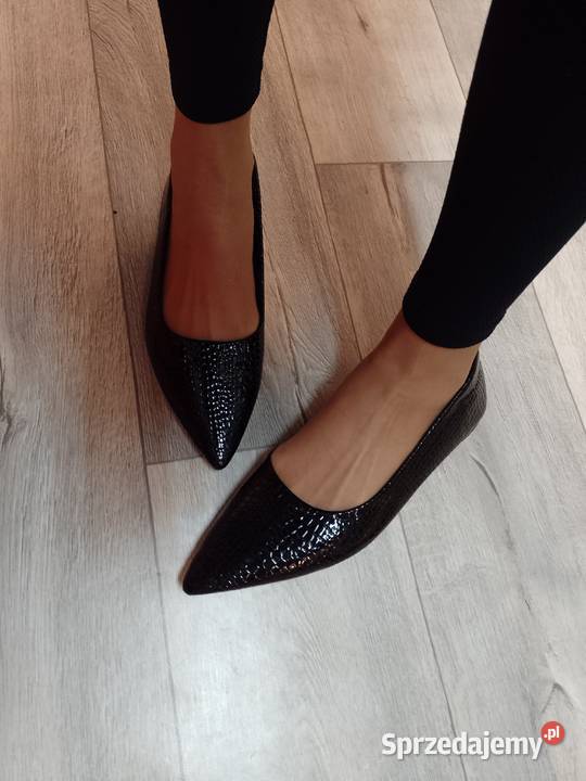 4243 Ekskluzywne Czarne baleriny wieczorowe NOWE Kraków