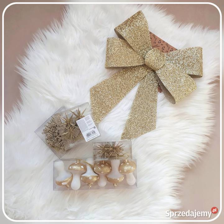 Bombki złote białe grzybki muchomorki Boże Narodzenie Dekoracje świąteczne Koszalin sprzedam