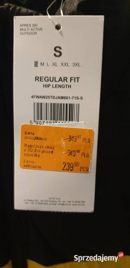 Kurtka puchowa 4F z wypełnieniem syntetycznym Zimowa  Rydułtowy