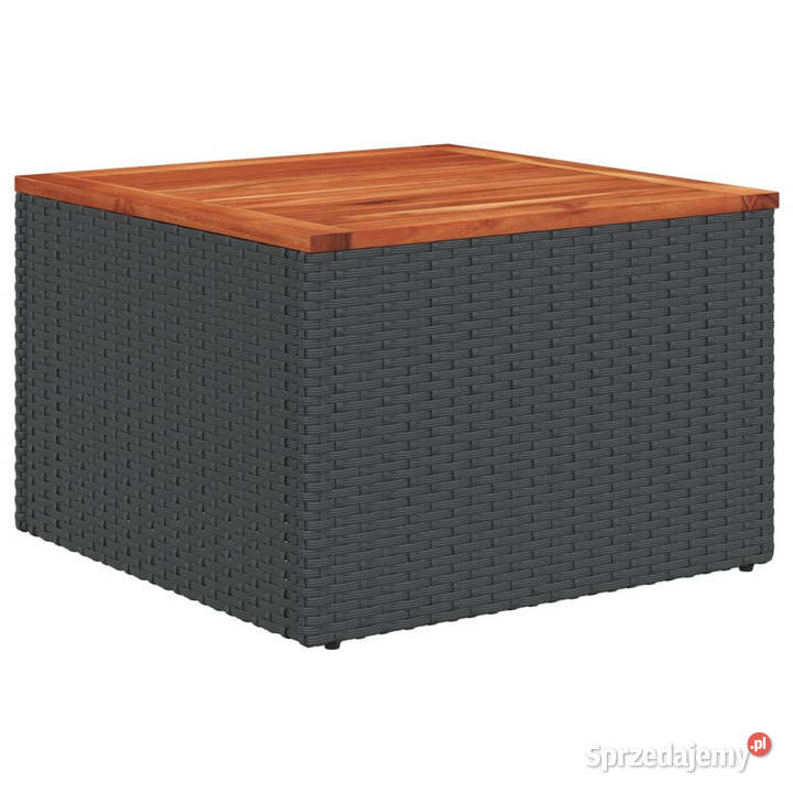 Stół ogrodowy czarny 55x55x37 rattan PE i drewno mazowieckie Warszawa