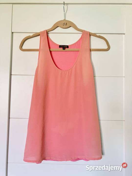 Piękny morelowy top bluzka jedwab Massimo Dutti Nisko