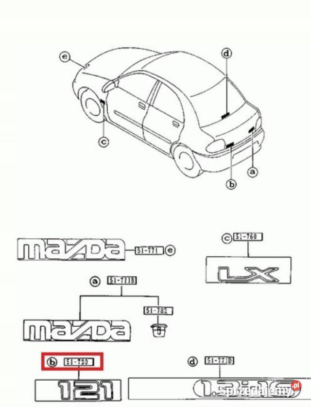 NAKLEJKA NAPIS MAZDA 121 9012