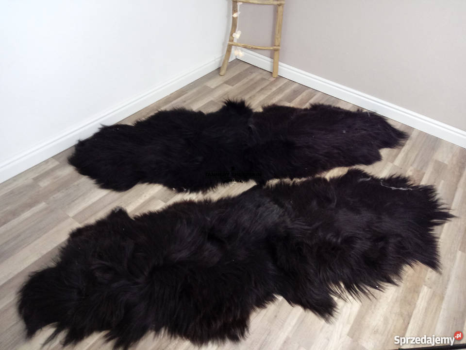 Skóra Owcza Island czarny Dywan Narzuta z Dwóch małopolskie