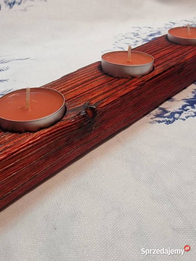 Świecznik Shou Sugi Ban drewno świerkowe Sępopol sprzedam