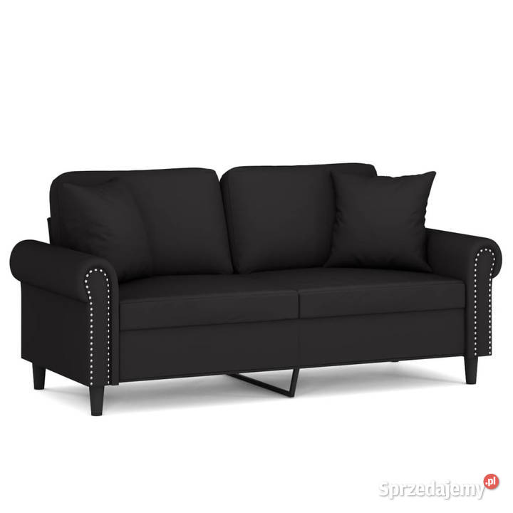 2osobowa sofa z poduszkami czarna 140 aksamit Warszawa