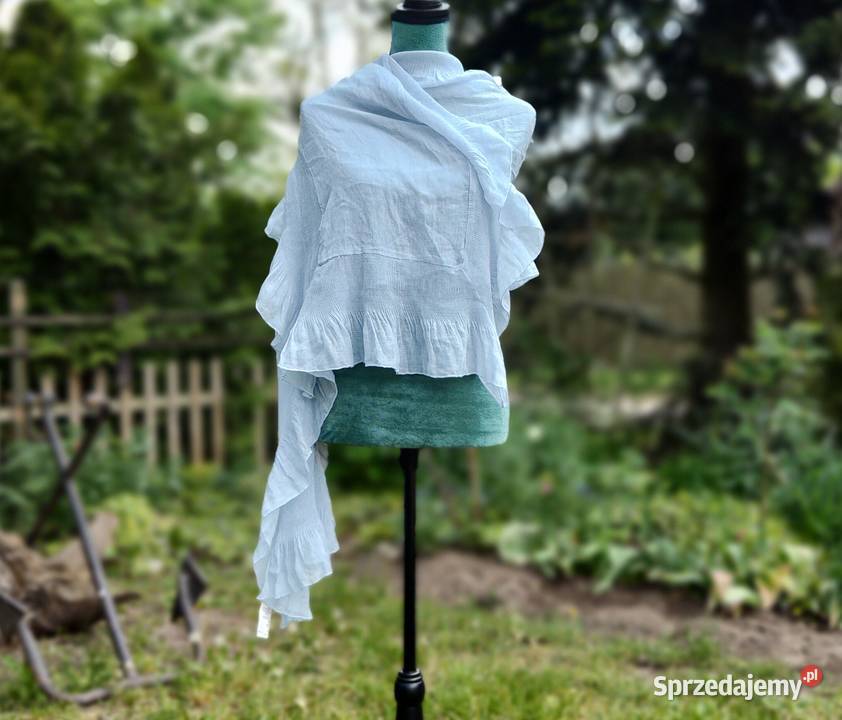 Długi niebieski szal HM błękitny szalik chusta Szczecin