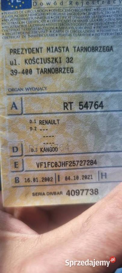 Renault Kangoo Rok produkcji 2001 Tarnobrzeg