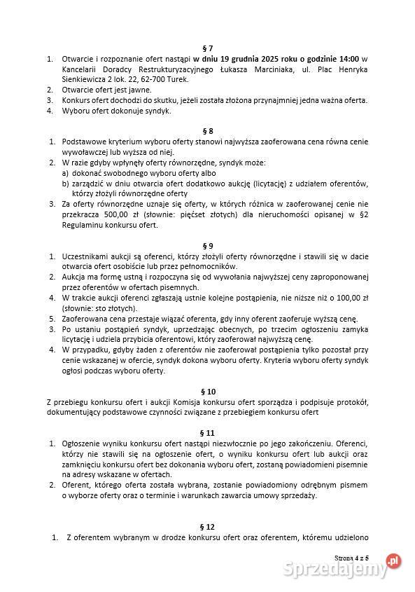 Syndyk sprzeda udział 5112 nieruchomości we wsi Syndyk sprzeda Sępólno Krajeńskie