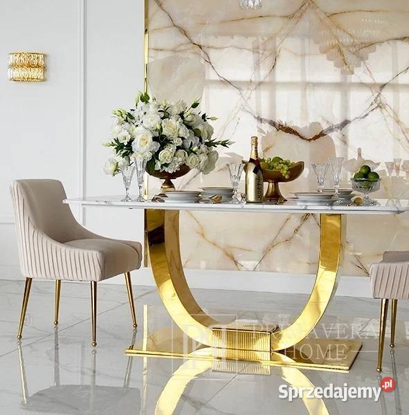 Stół glamour złoty ekskluzywny do jadalni