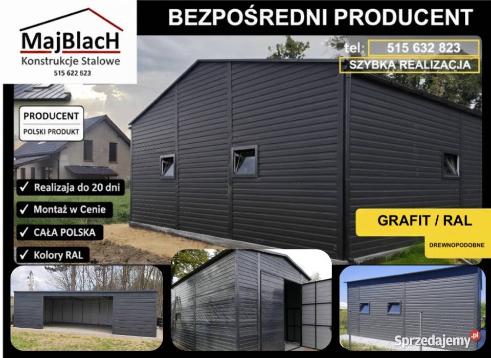 Garaż Blaszany Grafitowy Wiata Montaż Hala Nowy Targ sprzedam