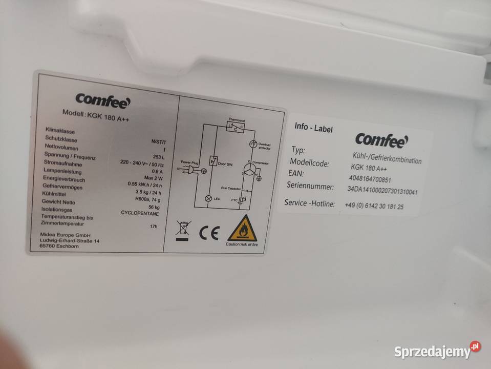 Lodówka Comfee KGK 180 świętokrzyskie Kielce