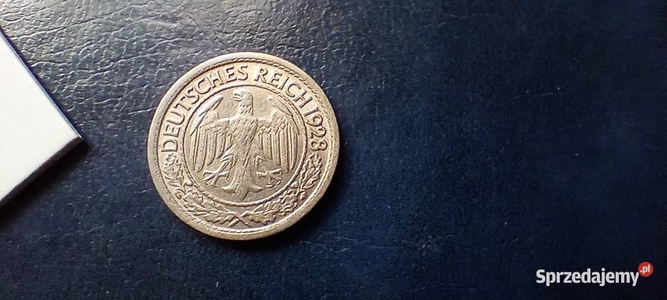 Stare monety 50 fenig 1928 J Niemcy Numizmatyka Lesko