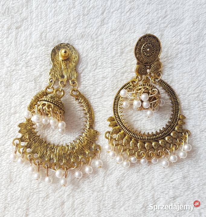 Nowe indyjskie kolczyki jhumka złoty kolor boho Szczecin
