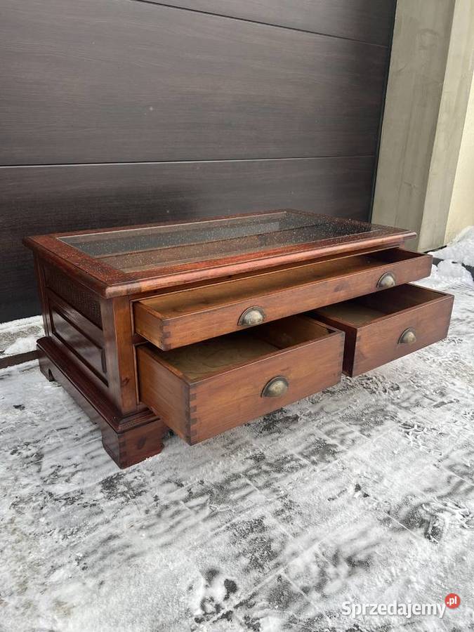 Wyjątkowy stolik kolonialna ława z szufladami