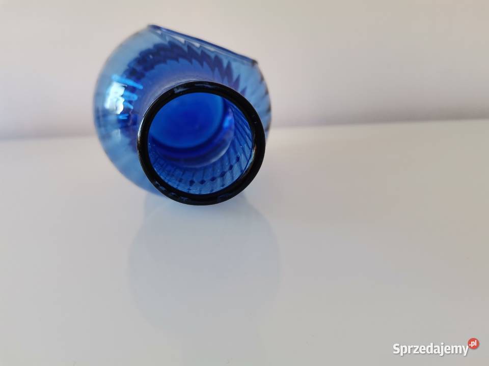 Stara niebieska nieużywana szklana lampka wodna Porcelana i szkło Katowice