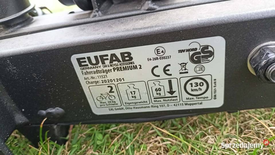 Bagażnik na hak Eufab Premium 2 rowery 13pin 60 Godziszka